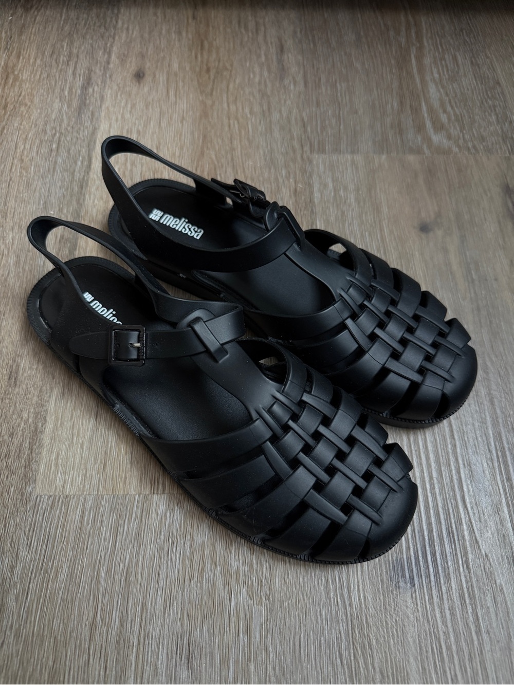 Melissa “Possession” Black Woven Jelly Sandals